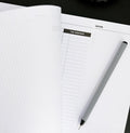 HELLO TIME weekly desk pad with notes section and dot grid, Edding fineliner resting on page