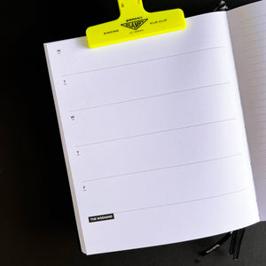Open HELLO TIME weekly planner page with day-by-day lines and 