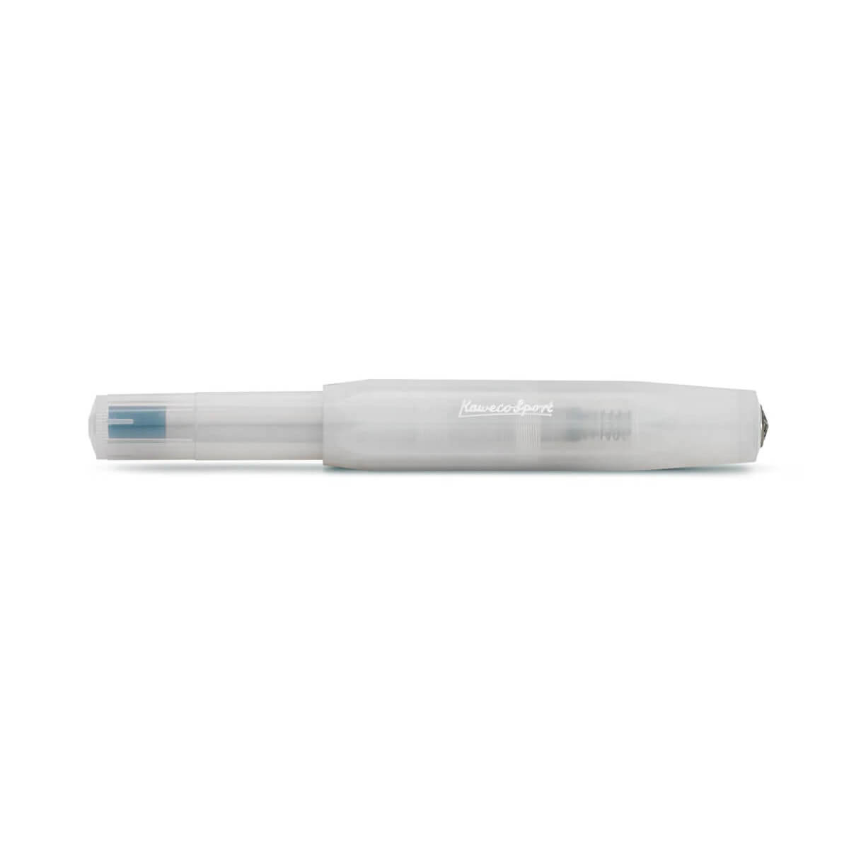 Kaweco Sport fountain pen capped, translucent coconut white body showing ink cartridge inside