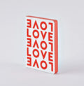 Nuuna Notebook Love with bold red graphic LOVE print on white cover and red-edged pages