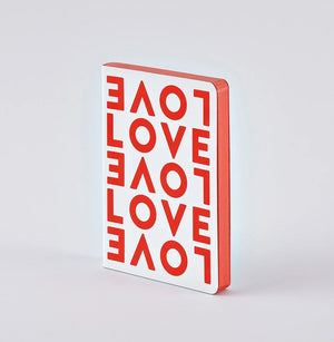 Nuuna Notebook Love with bold red graphic LOVE print on white cover and red-edged pages