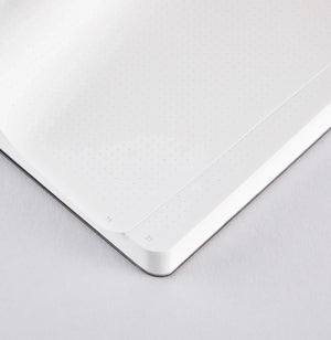Inside view of Nuuna Rose Gold notebook showing premium dotted grid paper.